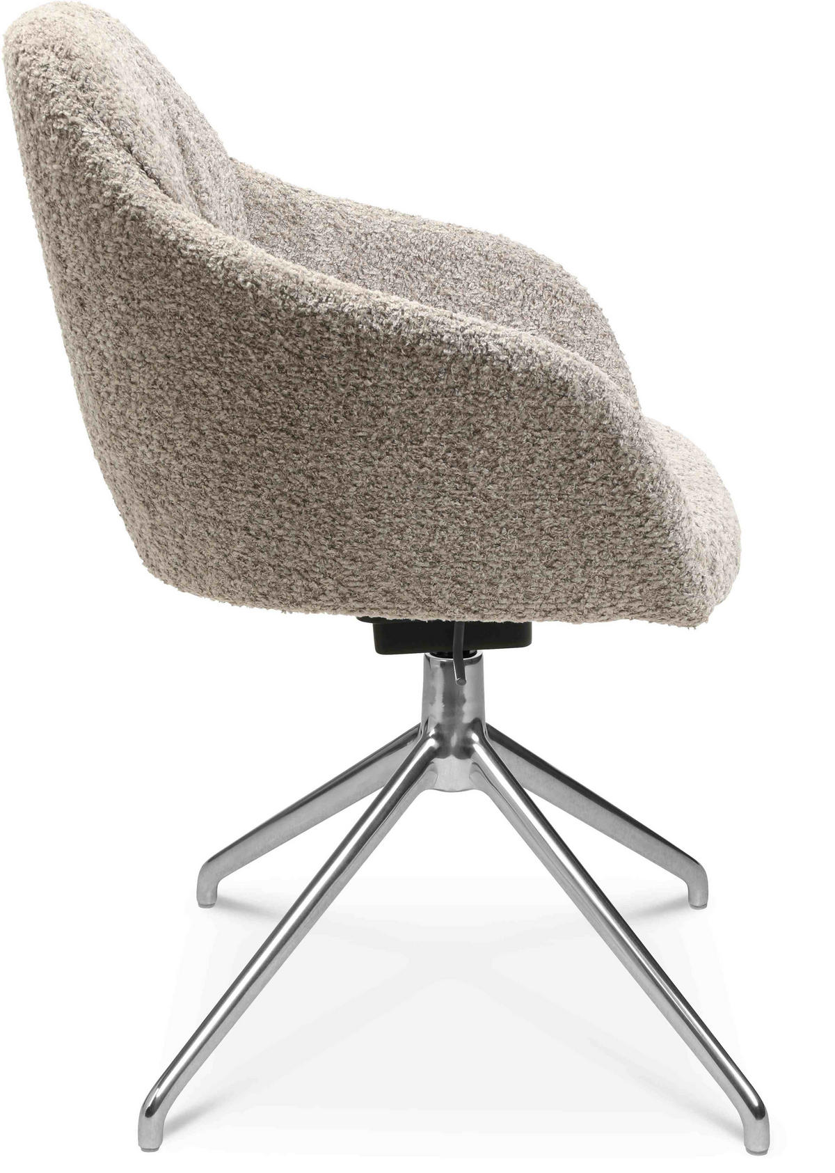 ARMLEHNSTUHL  in Aluminium Bouclé  - Greige/Alufarben, Design, Textil/Metall (58/81,5-84,5/60cm) - Johann Jakob