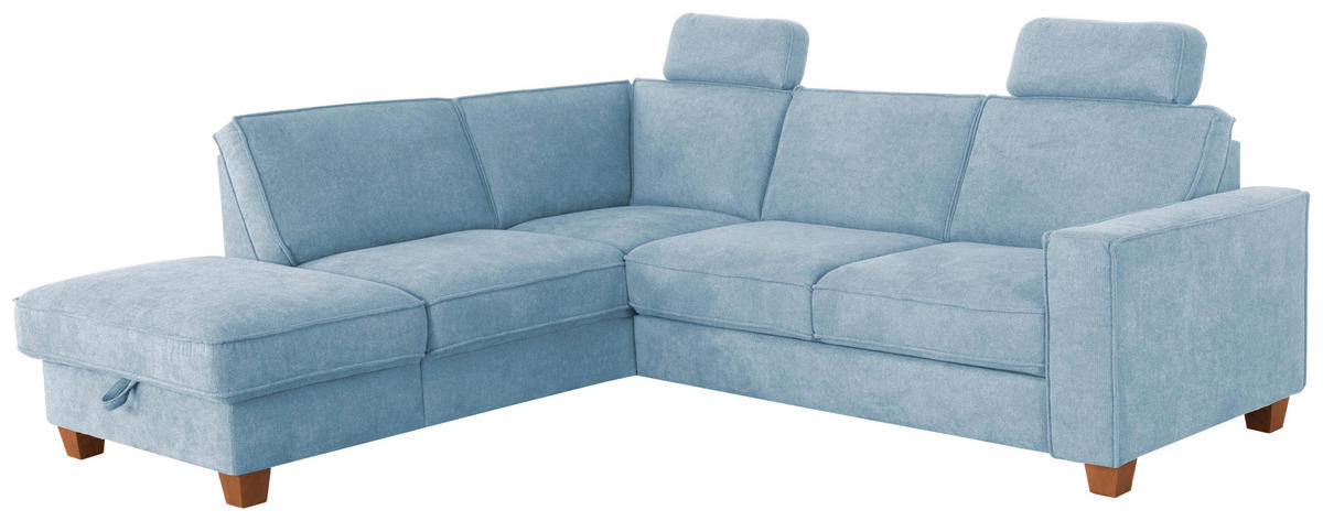 ECKSOFA in Flachgewebe Hellblau  - Eichefarben/Hellblau, Konventionell, Holz/Textil (213/236cm) - Sit & More