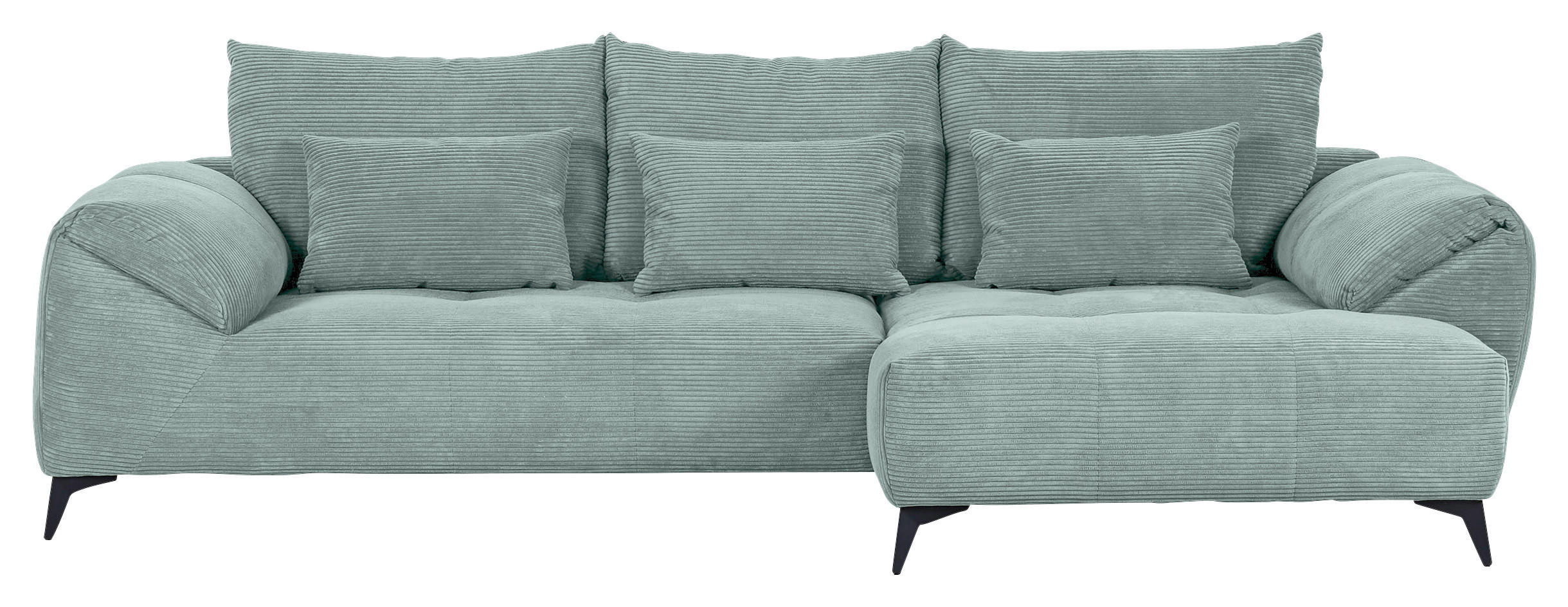 ECKSOFA Mintgrün Cord Zierkissen, Rückenkissen, Rücken echt  - Schwarz/Mintgrün, KONVENTIONELL, Textil/Metall (311/176cm) - Carryhome