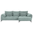 ECKSOFA  in Cord Mintgrün Zierkissen, Rückenkissen, Rücken echt  311/176 cm  - Schwarz/Mintgrün, KONVENTIONELL, Textil/Metall (311/176cm) - Carryhome