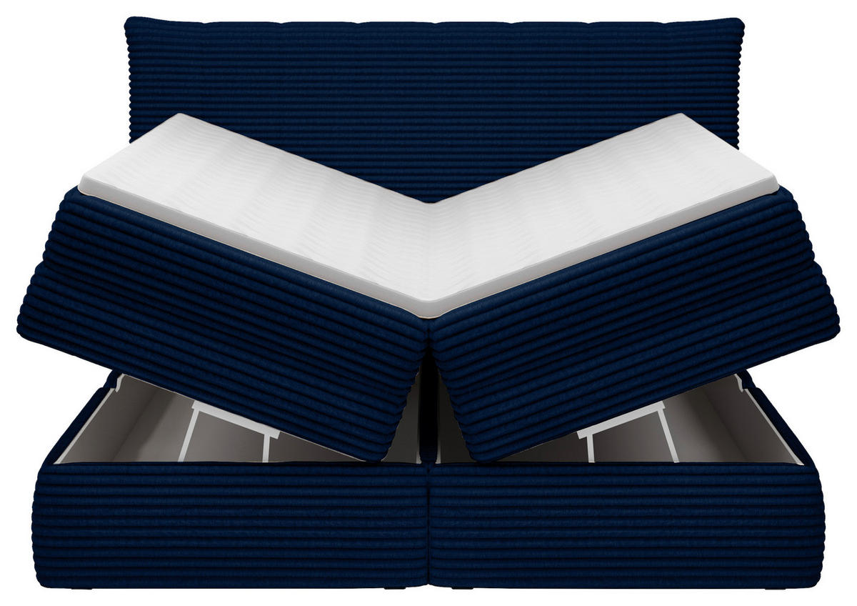 BOXSPRINGBETT 180/200 cm  in Dunkelblau  - Schwarz/Dunkelblau, Design, Kunststoff/Textil (180/200cm) - Chameo