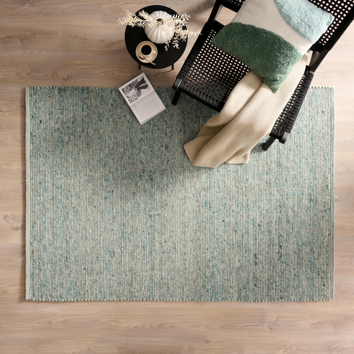 HANDWEBTEPPICH 130/190 cm Türkis  - Türkis, Natur, Textil (130/190cm) - Linea Natura