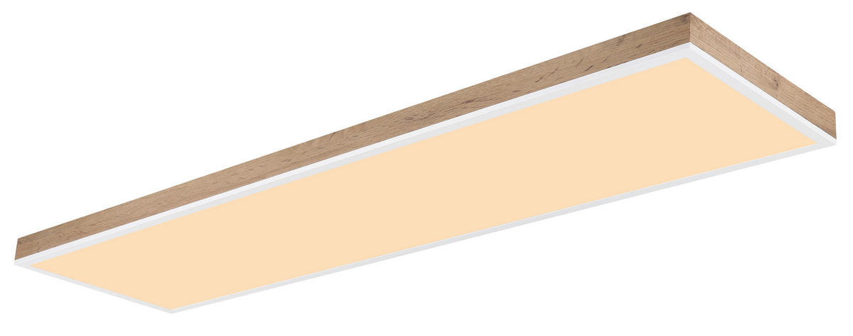 LED-DECKENLEUCHTE 120/30/7,5 cm   - Dunkelbraun/Opal, Natur, Holzwerkstoff/Kunststoff (120/30/7,5cm) - Globo