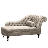 RÉCAMIERE Lederlook Hellgrau  - Hellgrau/Braun, Design, Holz/Textil (185/93/75cm) - Livetastic