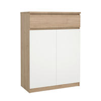 SCHUHSCHRANK Weiß, Eichefarben  - Eichefarben/Weiß, Design, Holzwerkstoff (80,4/111,3/40cm) - Livetastic