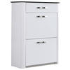 SCHUHSCHRANK 71/97/35 cm  - Weiss Hochglanz/Chromfarben, Basics, Glas/Holzwerkstoff (71/97/35cm) - Moderano