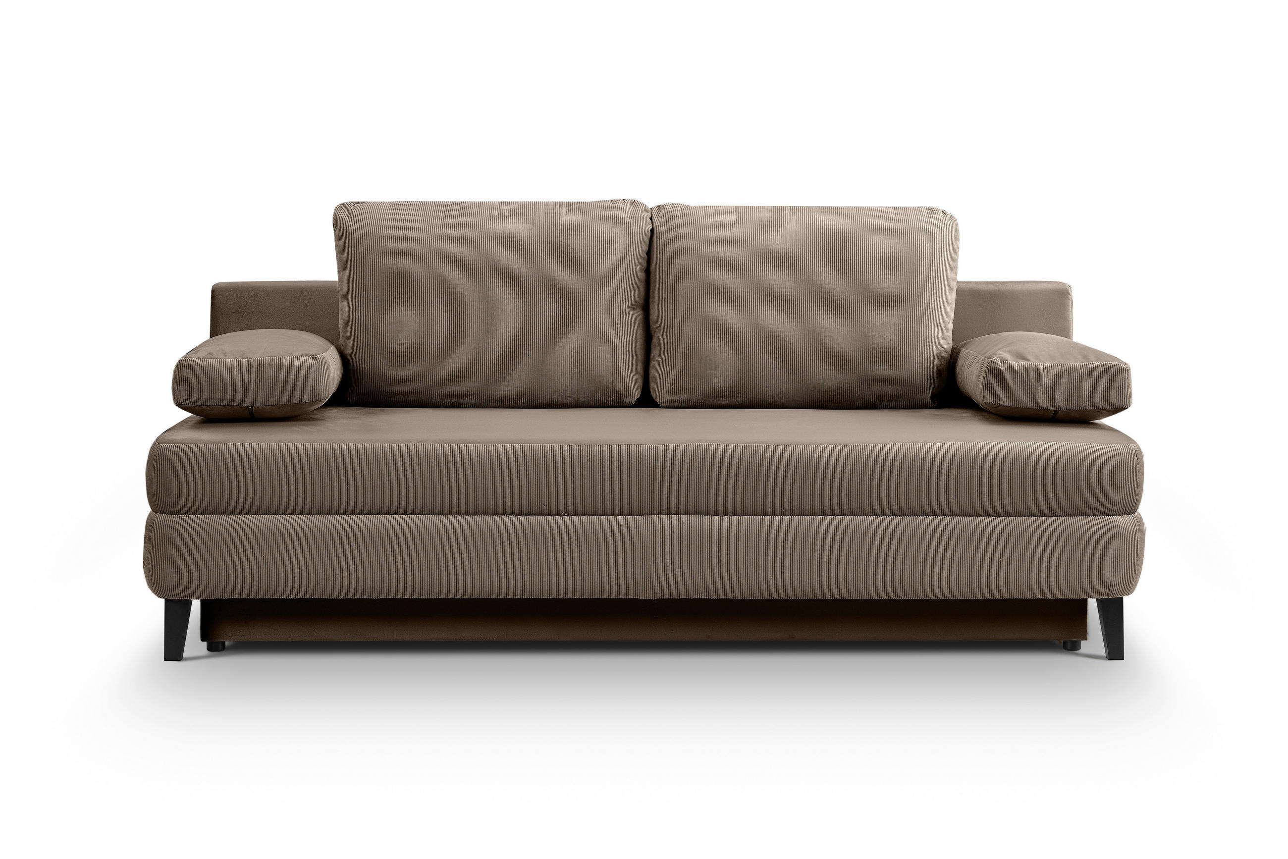 SCHLAFSOFA SORTO  mit Liegefunktion Cord Beigebraun  - Beigebraun/Schwarz, Basics, Holz/Textil (200/91/100cm) - MID.YOU