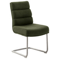 SCHWINGSTUHL  in Edelstahl Webstoff  - Edelstahlfarben/Olivgrün, Design, Textil/Metall (47/90/64cm) - Dieter Knoll