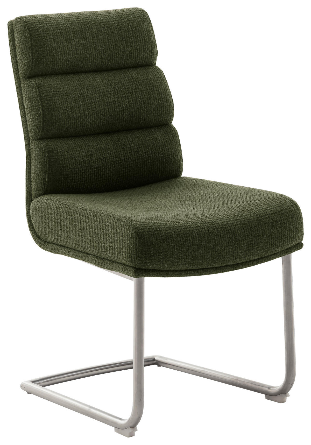 SCHWINGSTUHL  in Edelstahl Webstoff  - Edelstahlfarben/Olivgrün, Design, Textil/Metall (47/90/64cm) - Dieter Knoll