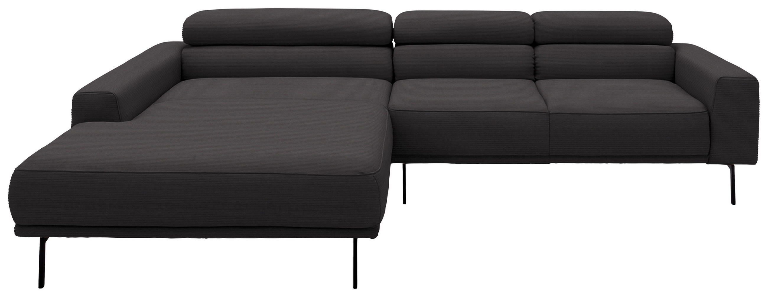 ECKSOFA Cord Dunkelbraun  - Dunkelbraun/Schwarz, Design, Textil/Metall (215-217/293cm) - Schöner Wohnen