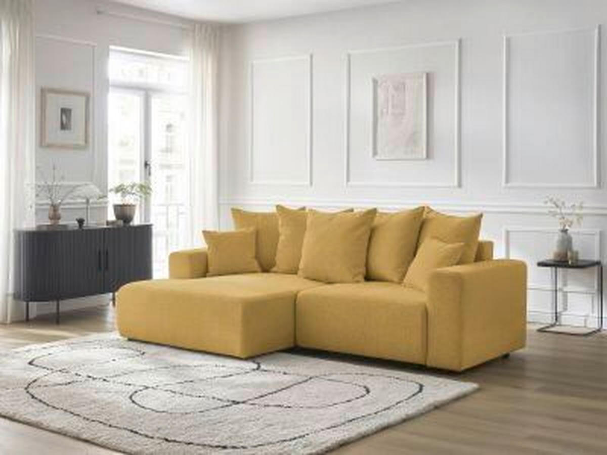 ECKSOFA Ottomane links  ATILLA Gelb Flachgewebe  - Gelb/Schwarz, MODERN, Kunststoff/Textil (149/244cm)