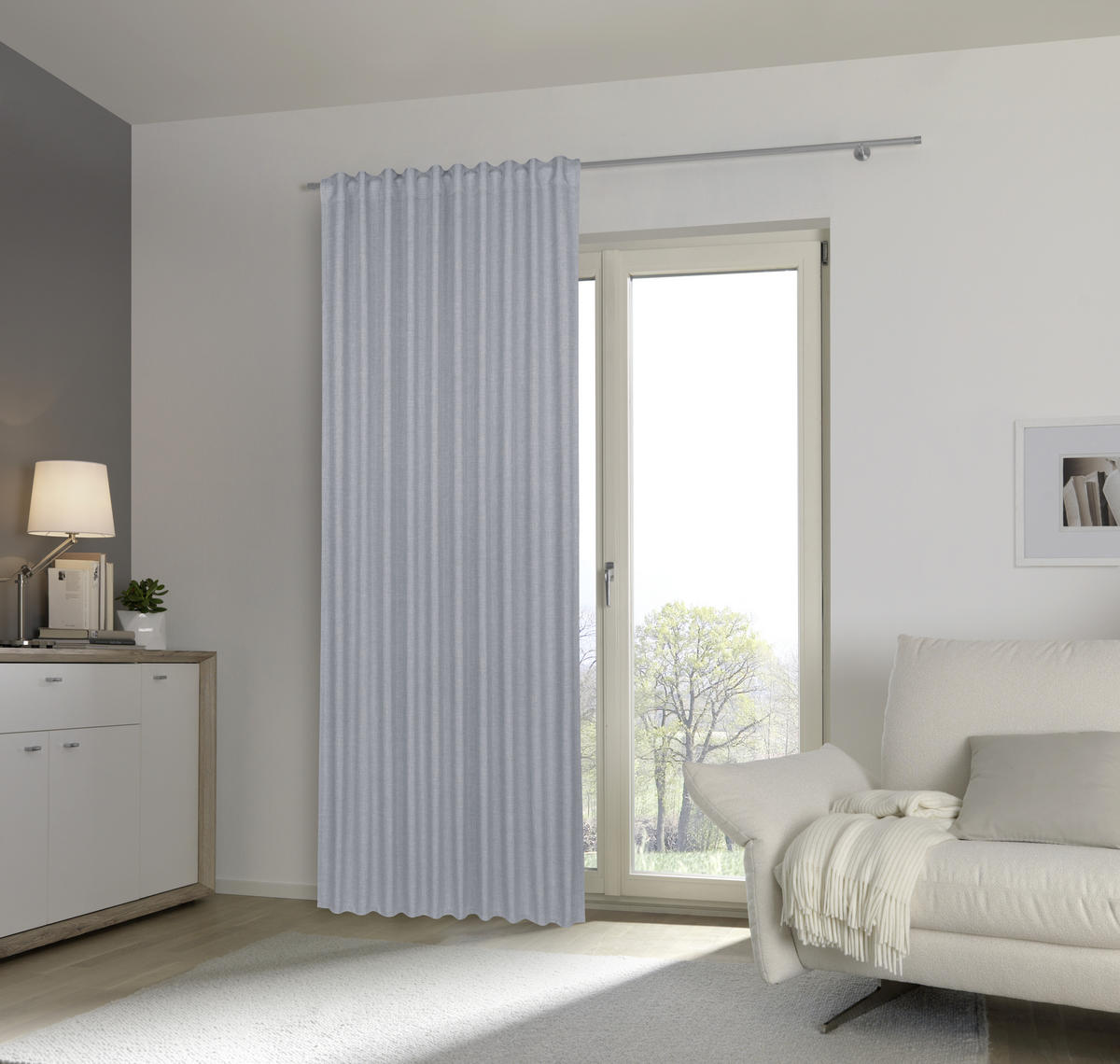 HOTOVÝ ZÁVĚS, neprůsvitné, 140/245 cm - šedomodrá, Basics, textil (140/245cm) - Boxxx