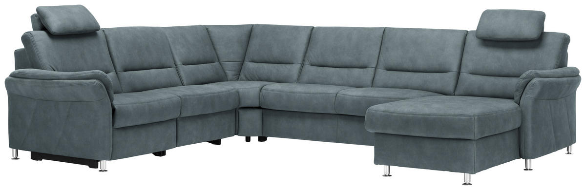 SOFFA i mikrofiber blågrå  - aluminiumfärg/blågrå, Klassisk, metall/textil (262/335/173cm) - Beldomo System