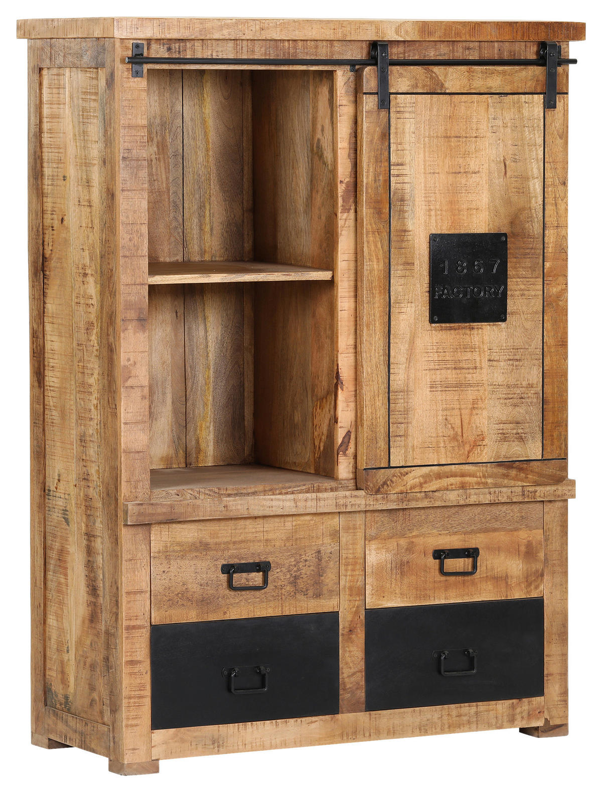 HIGHBOARD  in 110/150/45 cm  - Schwarz/Naturfarben, KONVENTIONELL, Holz/Metall (110/150/45cm) - Landscape