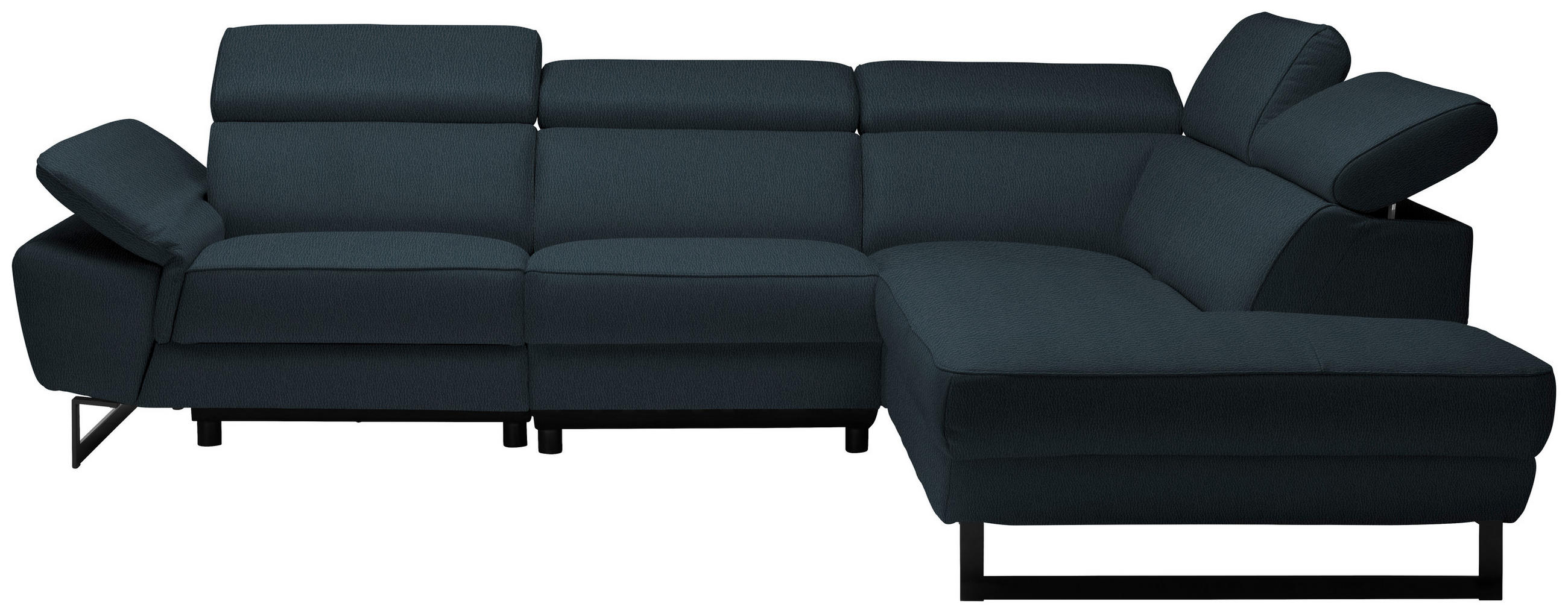 ECKSOFA in Echtleder Dunkelblau  - Schwarz/Dunkelblau, Design, Leder/Metall (281/225cm) - Celina Home