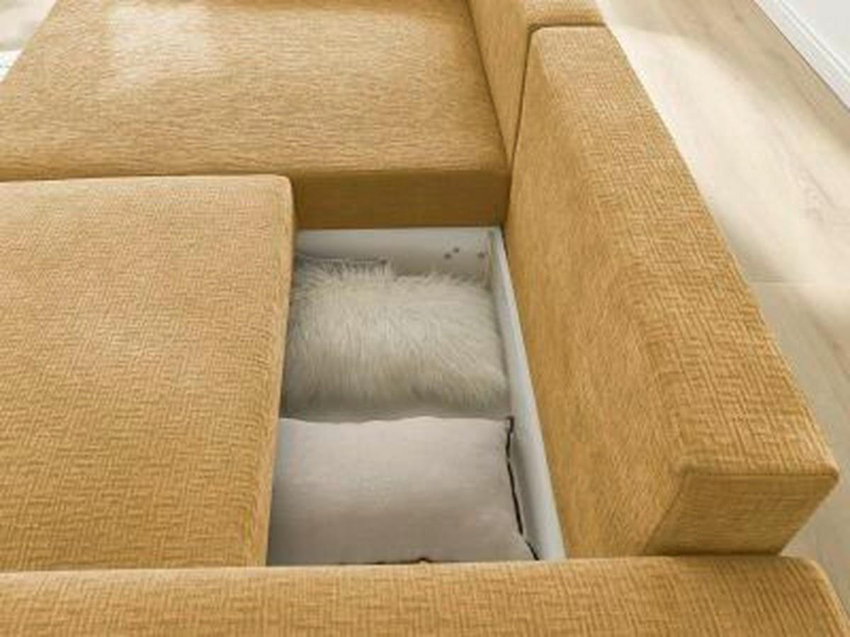 ECKSOFA Ottomane links  ATILLA Gelb Struktur  - Gelb/Schwarz, MODERN, Kunststoff/Textil (149/244cm)