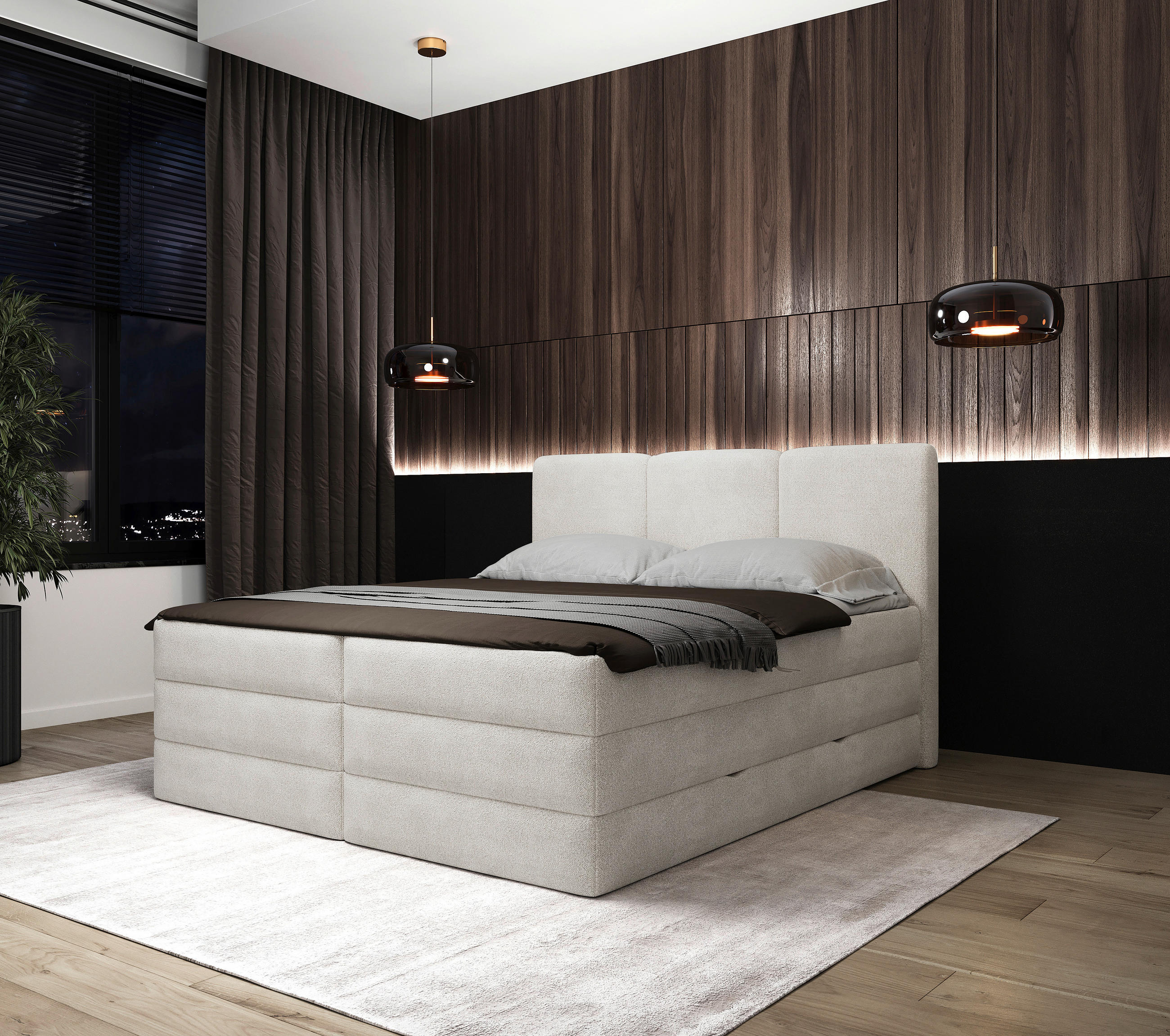 MID.YOU POSTEL BOXSPRING, 180/200 cm, bílá