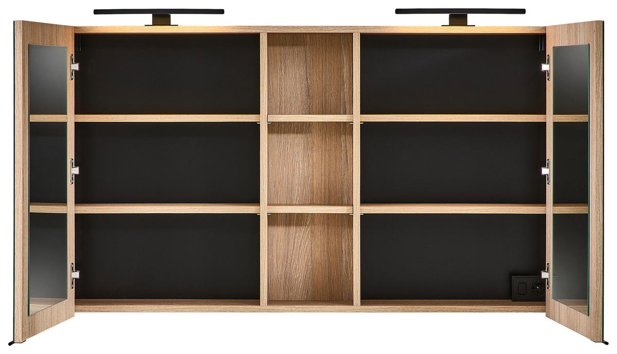 TÜKRÖS SZEKRÉNY 120/74/18 cm  - tölgyfa színű, Modern, faalapú anyag (120/74/18cm) - Welnova