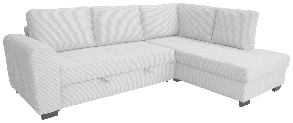 ECKSOFA JOHN Silberfarben Cord Rückenkissen, Bettkasten, Liegefläche im Originalstoff  - Silberfarben/Schwarz, Trend, Kunststoff/Textil (239/178cm) - P & B