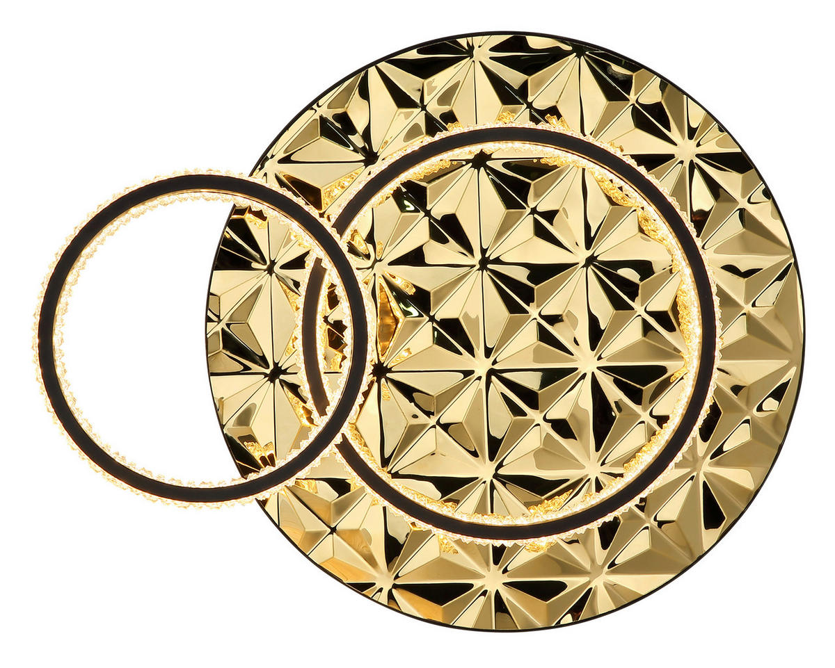 LED-DECKENLEUCHTE DELLA II 50,5/40/14 cm   - Klar/Goldfarben, Design, Kunststoff/Metall (50,5/40/14cm) - Globo