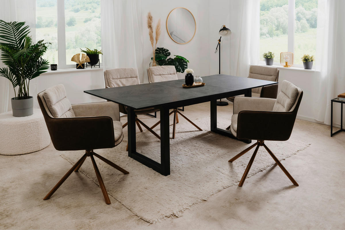 ARMLEHNSTUHL  Sitzfläche 360° drehbar Cord, Lederlook  - Eichefarben/Beige, KONVENTIONELL, Textil/Metall (59/88/63cm) - MID.YOU