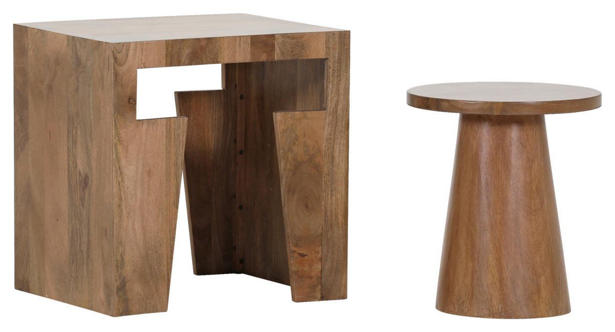 SADA STOLKŮ, mangové dřevo, hnědá - hnědá, Design, dřevo (50/40/50cm) - Ambia Home