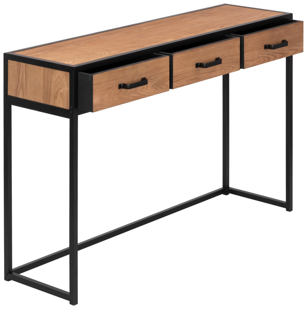 KONZOLOVÝ STOLEK, jedle, černá, světle hnědá, 120/80/33 cm - černá/světle hnědá, Design, kov/dřevo (120/80/33cm) - P & B
