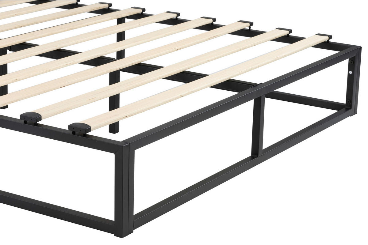 METALLBETT 140/200 cm  in Naturfarben, Schwarz  - Schwarz/Naturfarben, Basics, Holz/Metall (140/200cm) - Boxxx