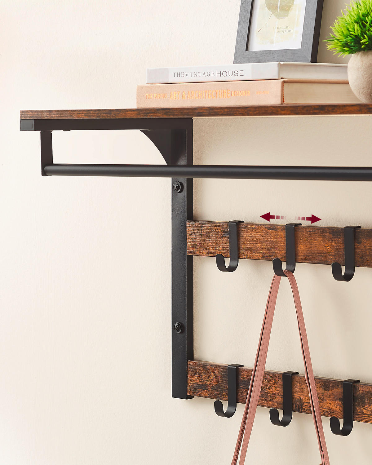 WANDGARDEROBE  in Braun, Schwarz  - Schwarz/Braun, Trend, Holzwerkstoff/Metall (65/42/30cm) - Boxxx