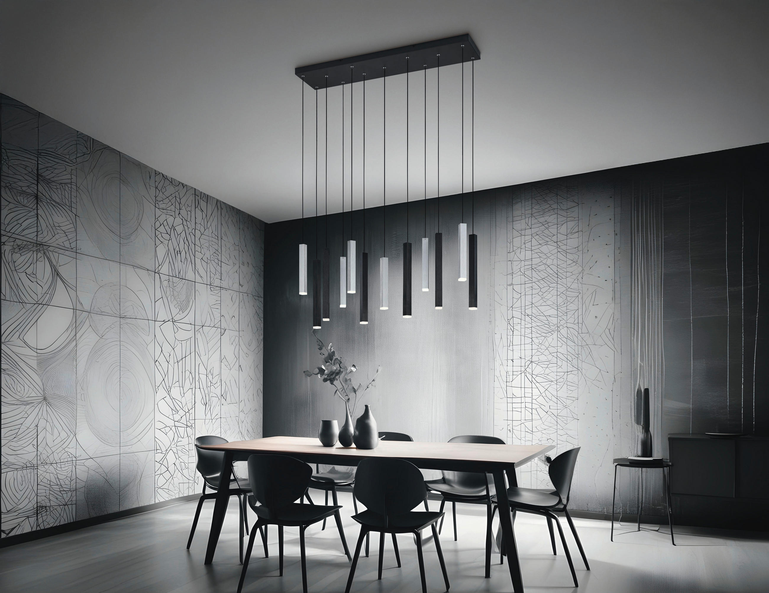 Thumbnail - Cinque Led-Hängeleuchte Civeto, Schwarz, Weiß, Metall, Kunststoff, 20x240.5x110 cm, Farbtemperaturwechsler, Lampen & Leu...