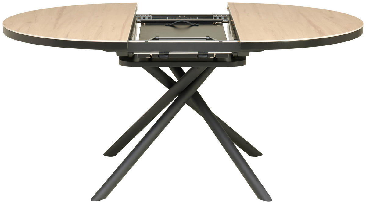 ESSTISCH Schwarz, Bernsteinfarben rund  ausziehbar  - Bernsteinfarben/Schwarz, LIFESTYLE, Keramik/Holzwerkstoff (120-160/76/120cm) - MID.YOU