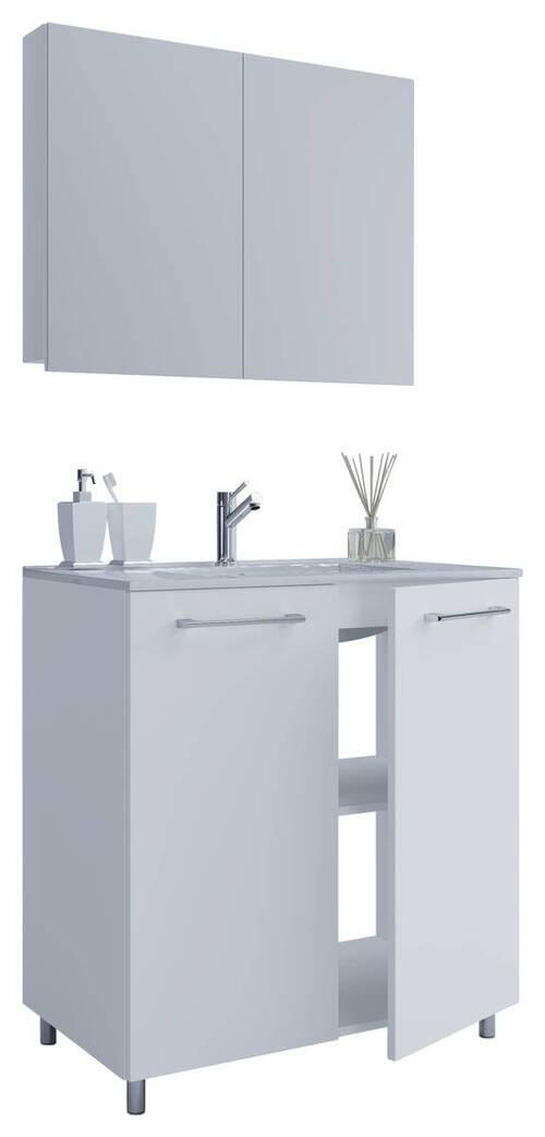 BADEZIMMER 3-teilig  in 60 cm  - Weiss/Silberfarben, Modern, Keramik/Holzwerkstoff (60cm) - MID.YOU