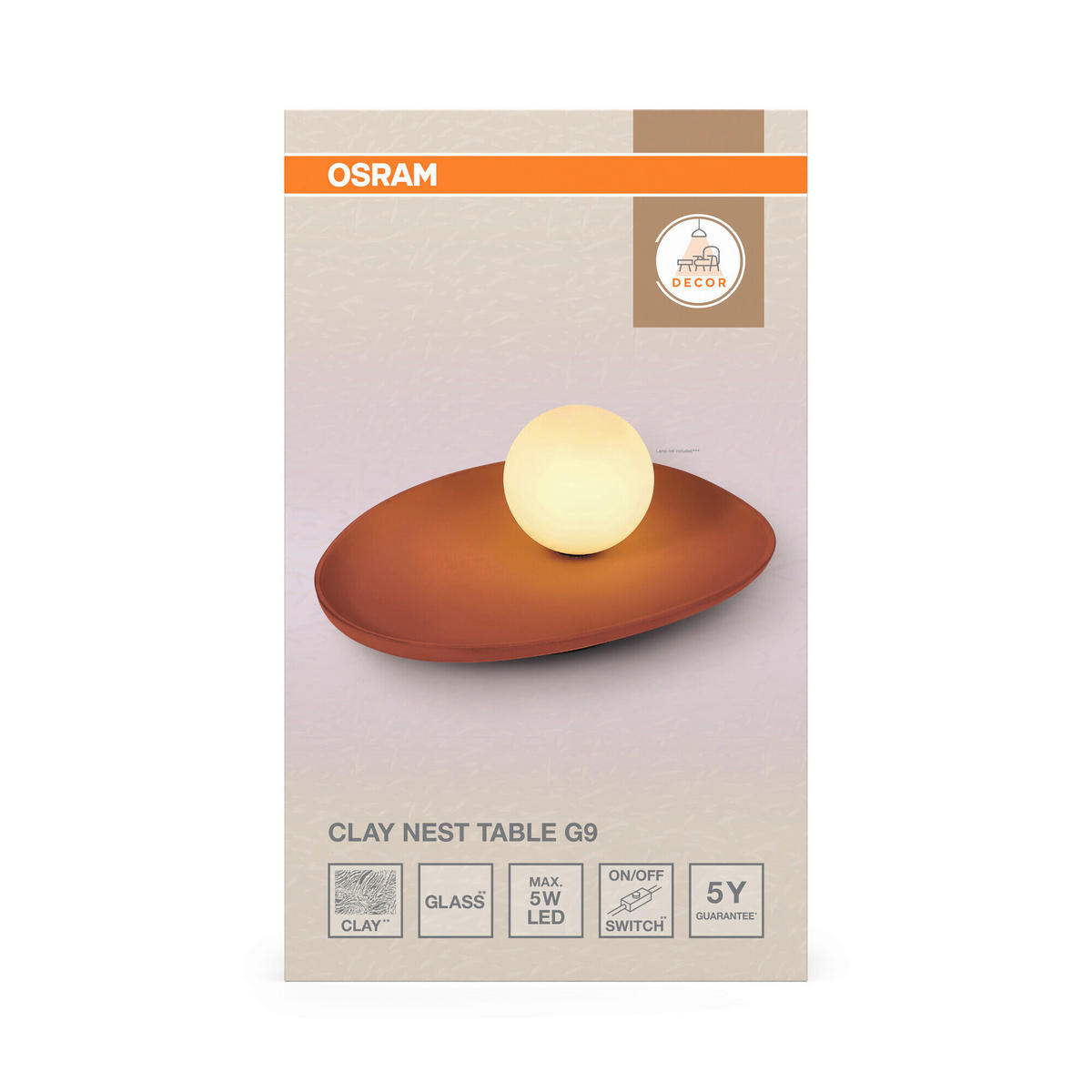 TISCHLEUCHTE 32.5/24/13.5 cm   - Braun, Basics, Glas/Stein (32.5/24/13.5cm) - Osram