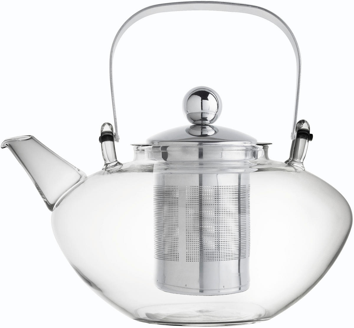 ČAJOVÁ KANVICA  - číra/farba ušľachtilej ocele, Konventionell, kov/sklo (1,2l) - Novel