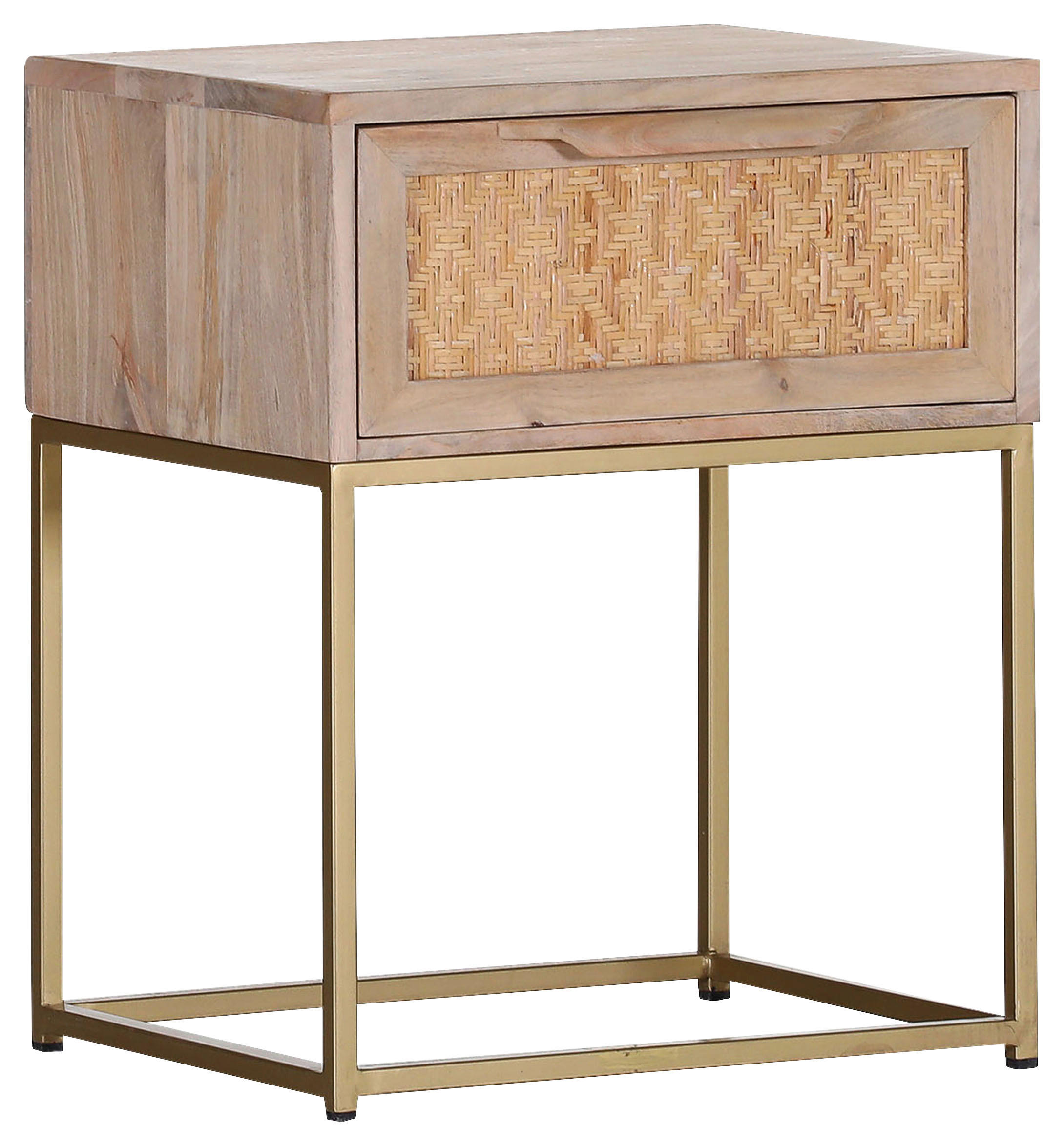 BEISTELLTISCH 45/37/56 cm Mangoholz massiv Naturfarben  - Goldfarben/Naturfarben, Natur, Holz/Metall (45/37/56cm)