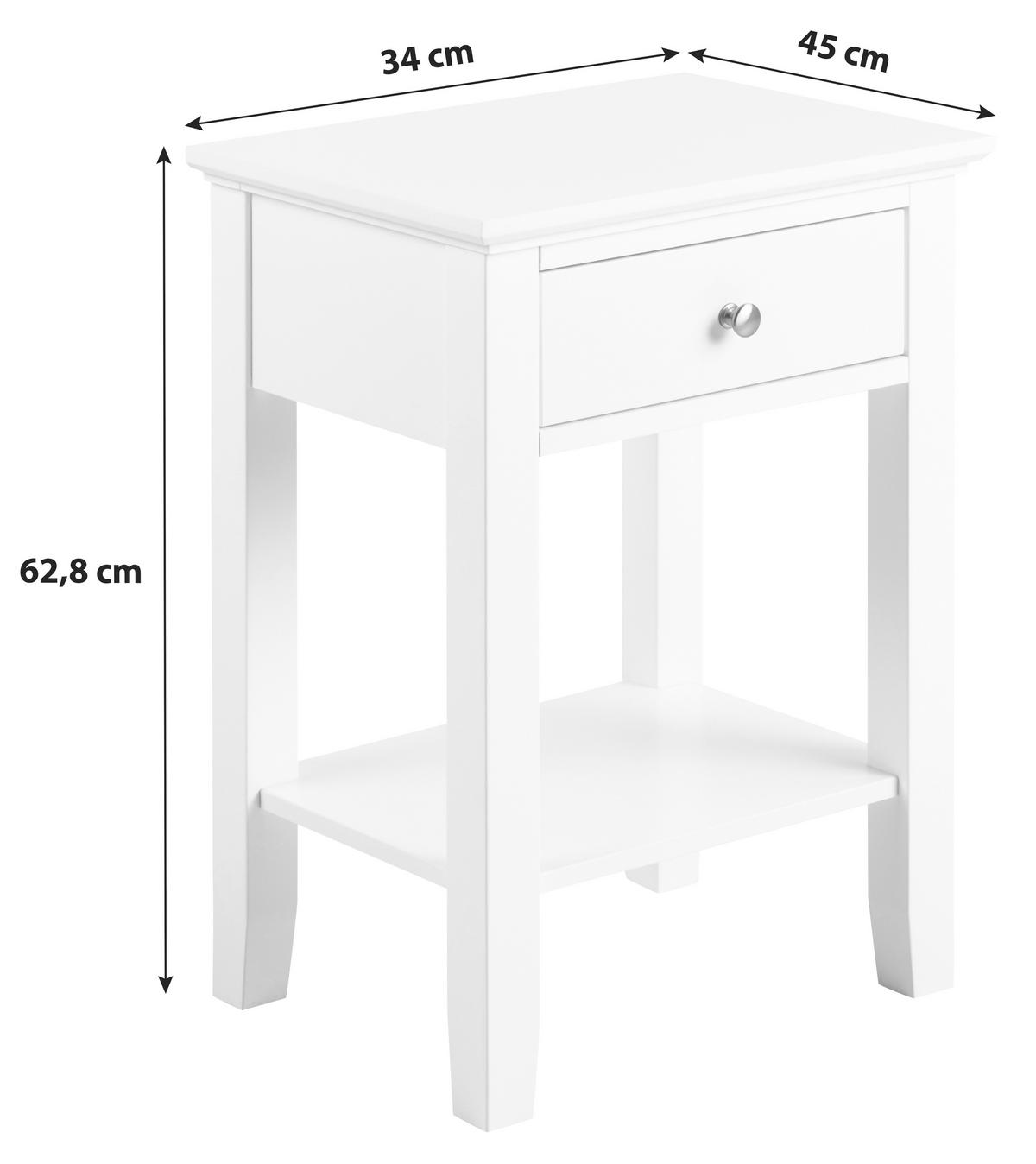 SÄNGBORD i vit  - vit/silver, Klassisk, metall/trämaterial (34/62,8/45cm) - Best Price
