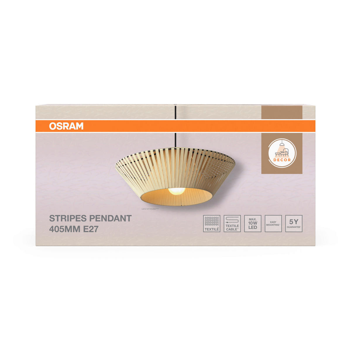 HÄNGELEUCHTE 40,5/120 cm  - Beige, Basics, Textil/Metall (40,5/120cm) - Osram