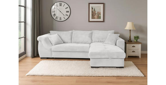 ECKSOFA Hellgrau Cord - Hellgrau/Schwarz, KONVENTIONELL, Textil/Metall (258/168cm) - Carryhome