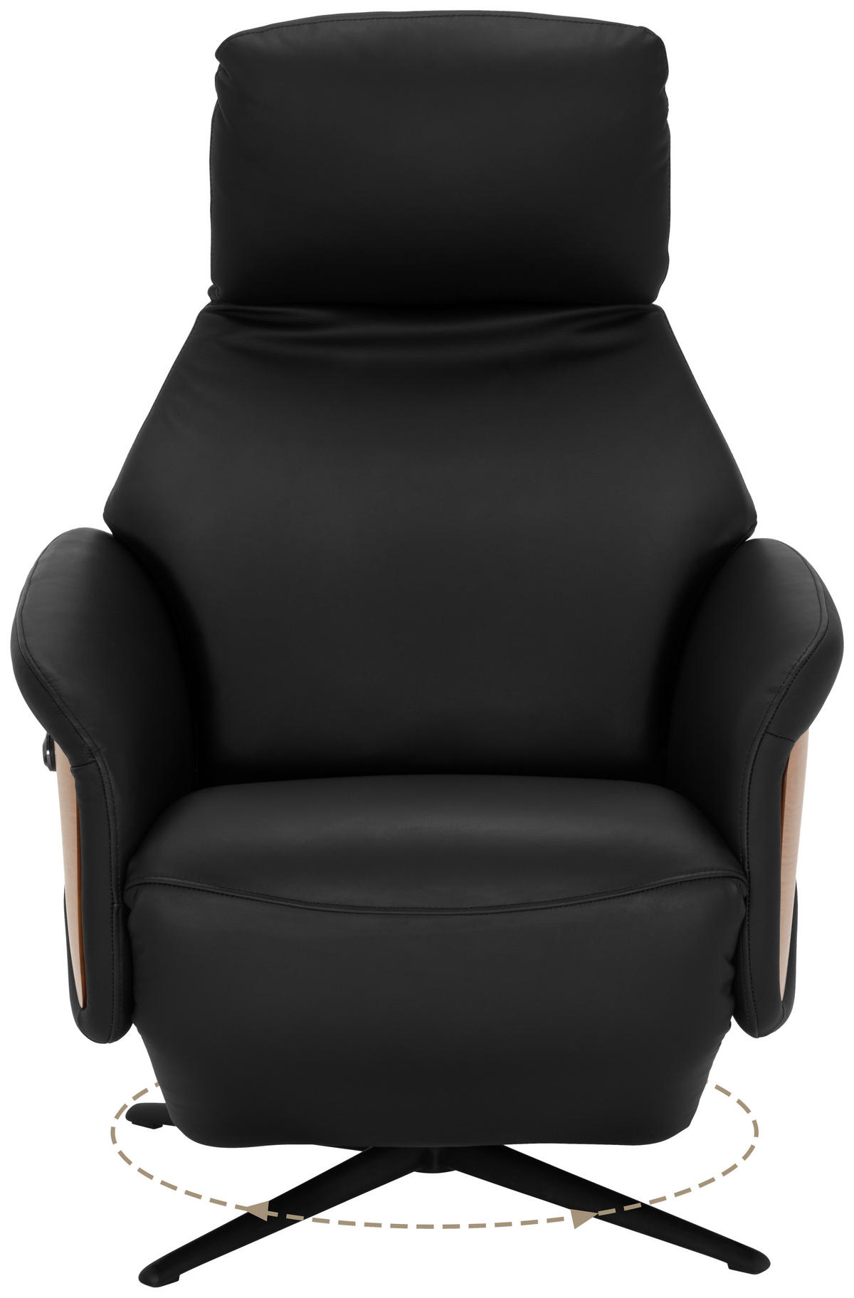 MASSAGESESSEL Echtleder Lederlook Schwarz    - Schwarz/Braun, KONVENTIONELL, Leder/Holzwerkstoff (75/112/85cm) - Livetastic
