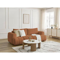 SCHLAFSOFA FUJI Bouclé Orange  inkl.  - Schwarz/Orange, MODERN, Kunststoff/Textil (251/113/88cm)