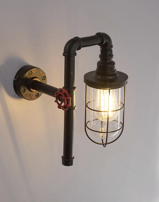 VÄGGLAMPA Bayuda 22/16/33 cm   - klar/svart, Lifestyle, metall/glas (22/16/33cm) - Globo