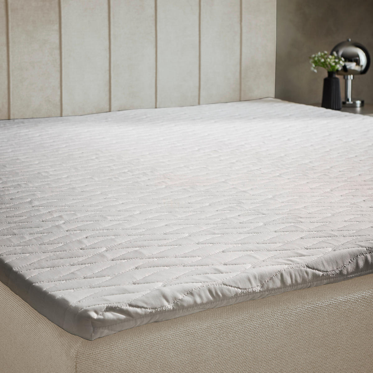 BOXBETT 200/200 cm  in Creme  - Chromfarben/Creme, Trend, Kunststoff/Textil (200/200cm) - Boxxx