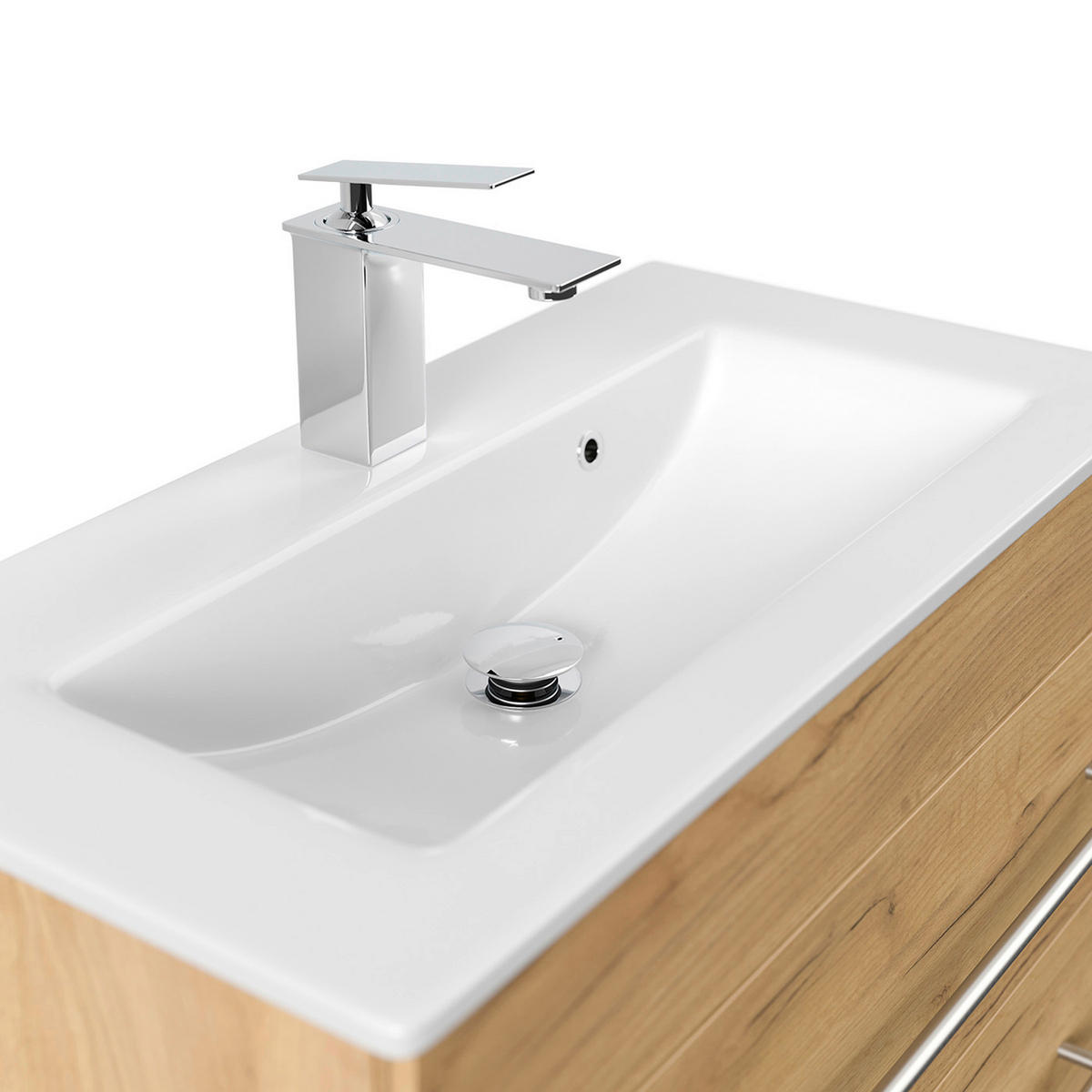 BADEZIMMER  in 70,4 cm  - Eichefarben/Silberfarben, MODERN, Keramik/Holzwerkstoff (70,4cm) - MID.YOU