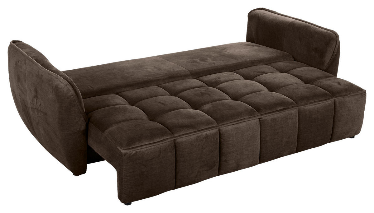 SCHLAFSOFA in Flachgewebe Dunkelbraun  - Dunkelbraun/Schwarz, Konventionell, Kunststoff/Textil (250/70/118cm) - MID.YOU