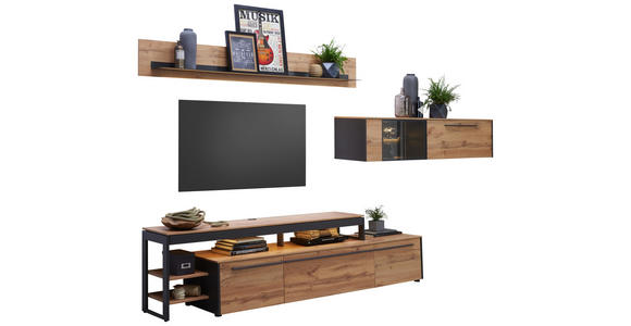 WOHNWAND in Grau, Eichefarben - Eichefarben/Grau, MODERN, Holzwerkstoff/Metall (319/178/50cm) - Hom`in