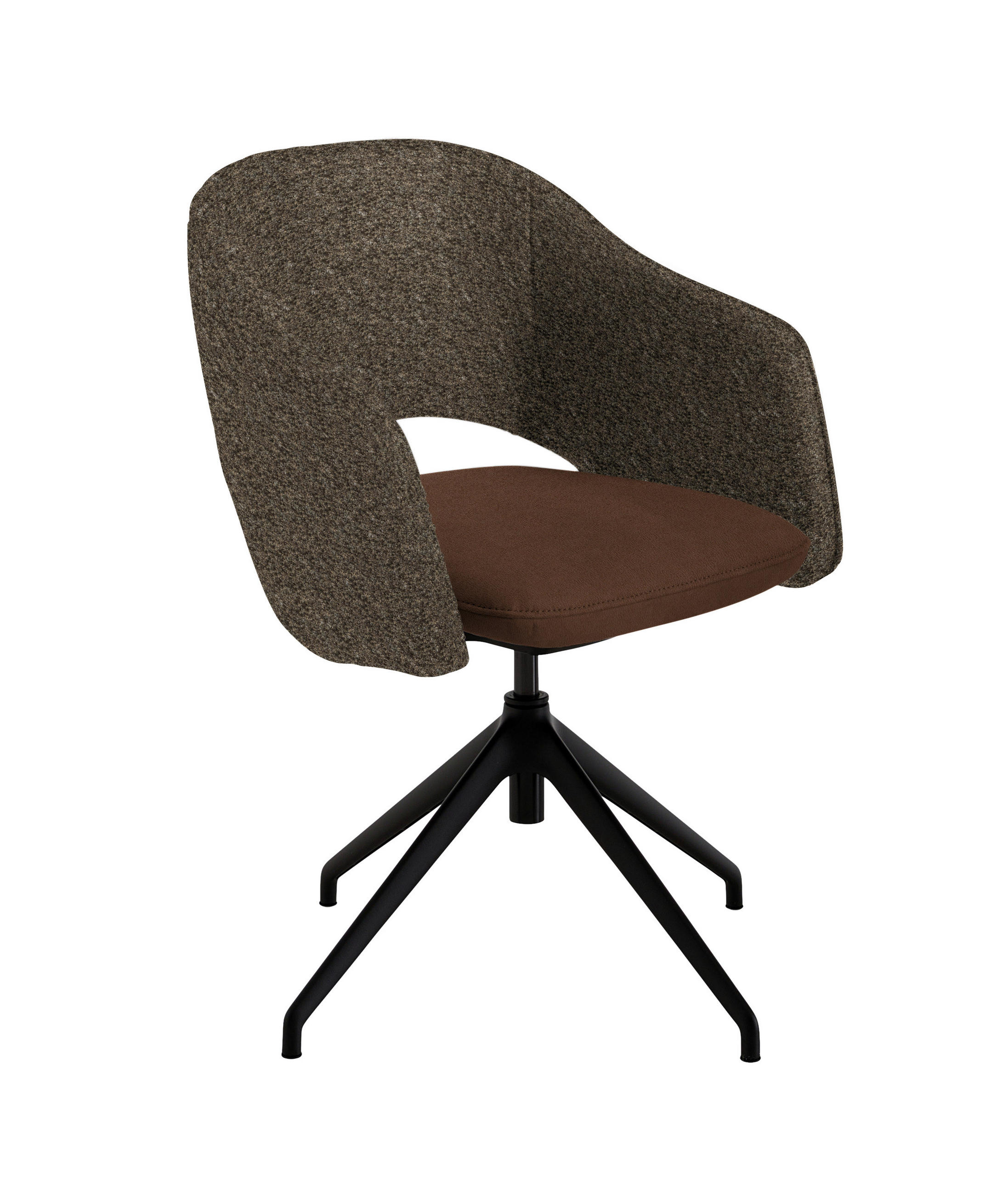 ARMLEHNSTUHL  Stoffauswahl, Wippfunktion, Sitzfläche 360° drehbar, gepolsterte Armlehnen Flachgewebe  - Schwarz/Braun, Design, Textil/Metall (63/74-90/57-73cm) - Koinor