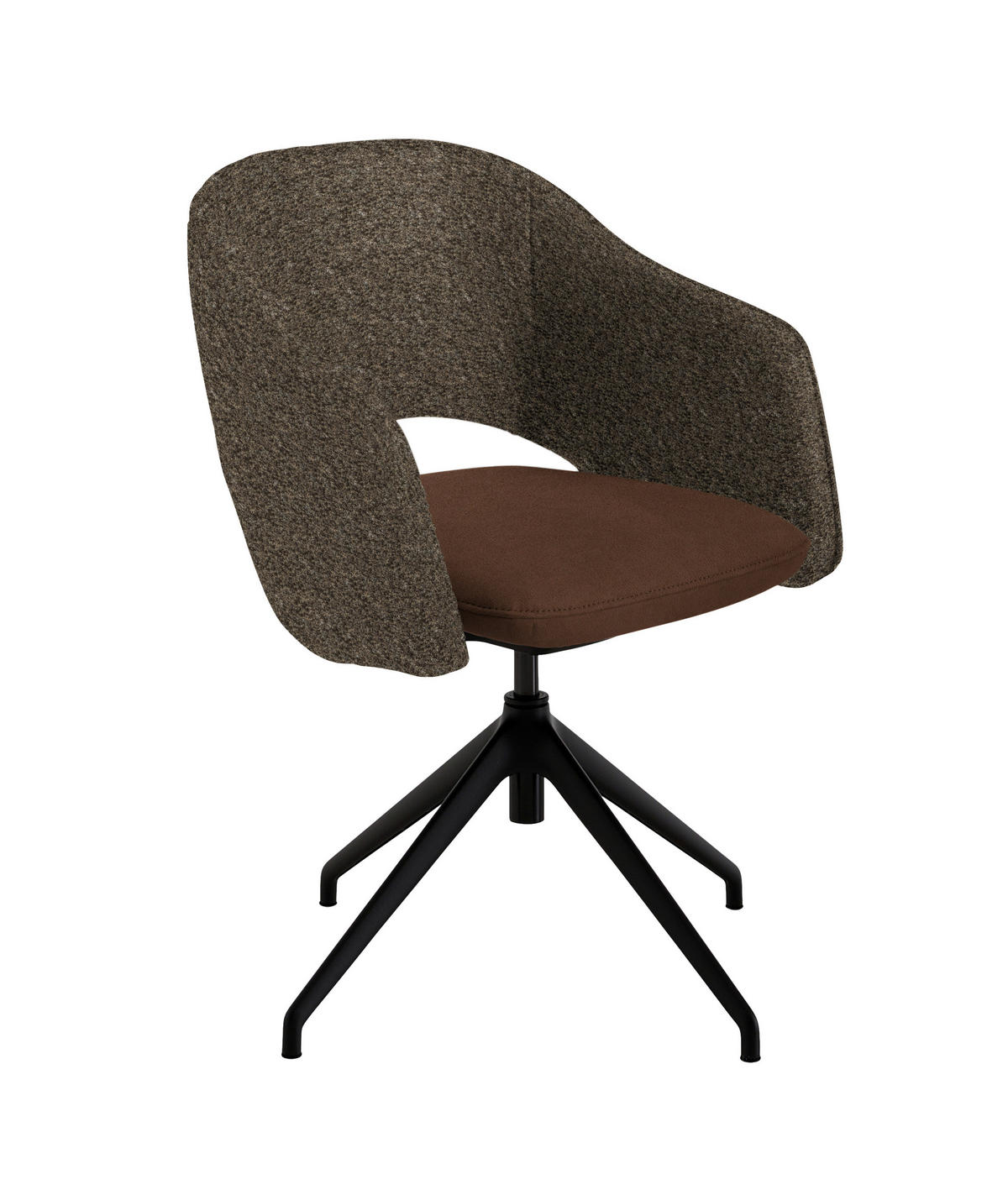 ARMLEHNSTUHL  Stoffauswahl, Wippfunktion, Sitzfläche 360° drehbar, gepolsterte Armlehnen Flachgewebe  - Schwarz/Braun, Design, Textil/Metall (63/74-90/57-73cm) - Koinor