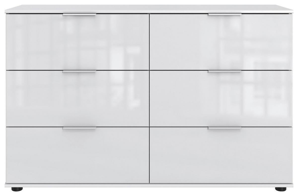 KOMMODE 130/83/41 cm  in Weiss  - Weiss/Silberfarben, Konventionell, Glas/Holzwerkstoff (130/83/41cm) - Modante