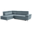 ECKSOFA Hellblau Mikrofaser  - Chromfarben/Hellblau, KONVENTIONELL, Textil/Metall (206/271cm) - Carryhome