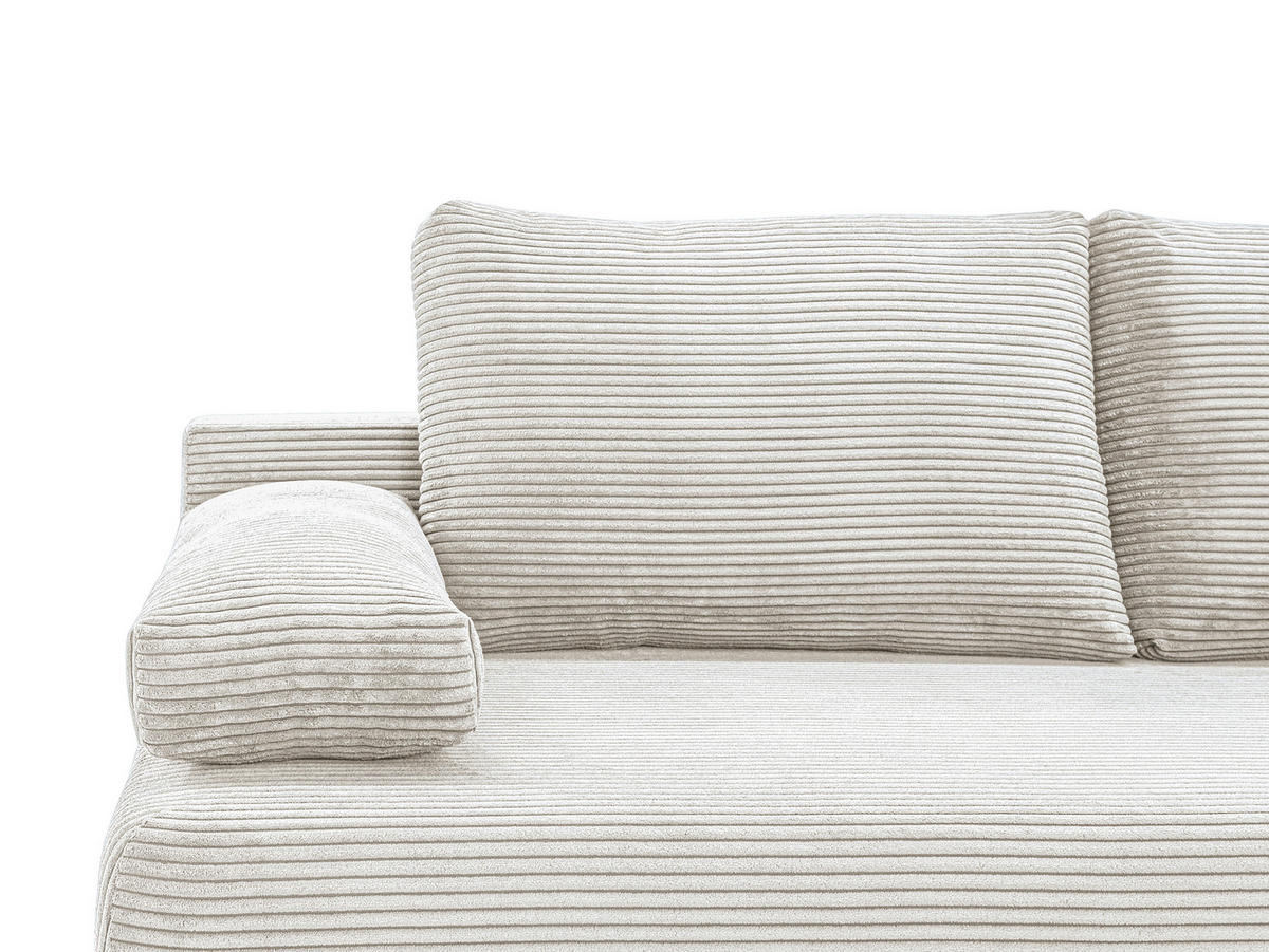 SCHLAFSOFA Cord Naturfarben  inkl. Rückenkissen, Armlehnenkissen, Bettkasten, Schlaffunktion, Rücken echt, Liegefläche im Originalstoff  - Schwarz/Naturfarben, KONVENTIONELL, Holz/Textil (196/96/103cm) - Carryhome